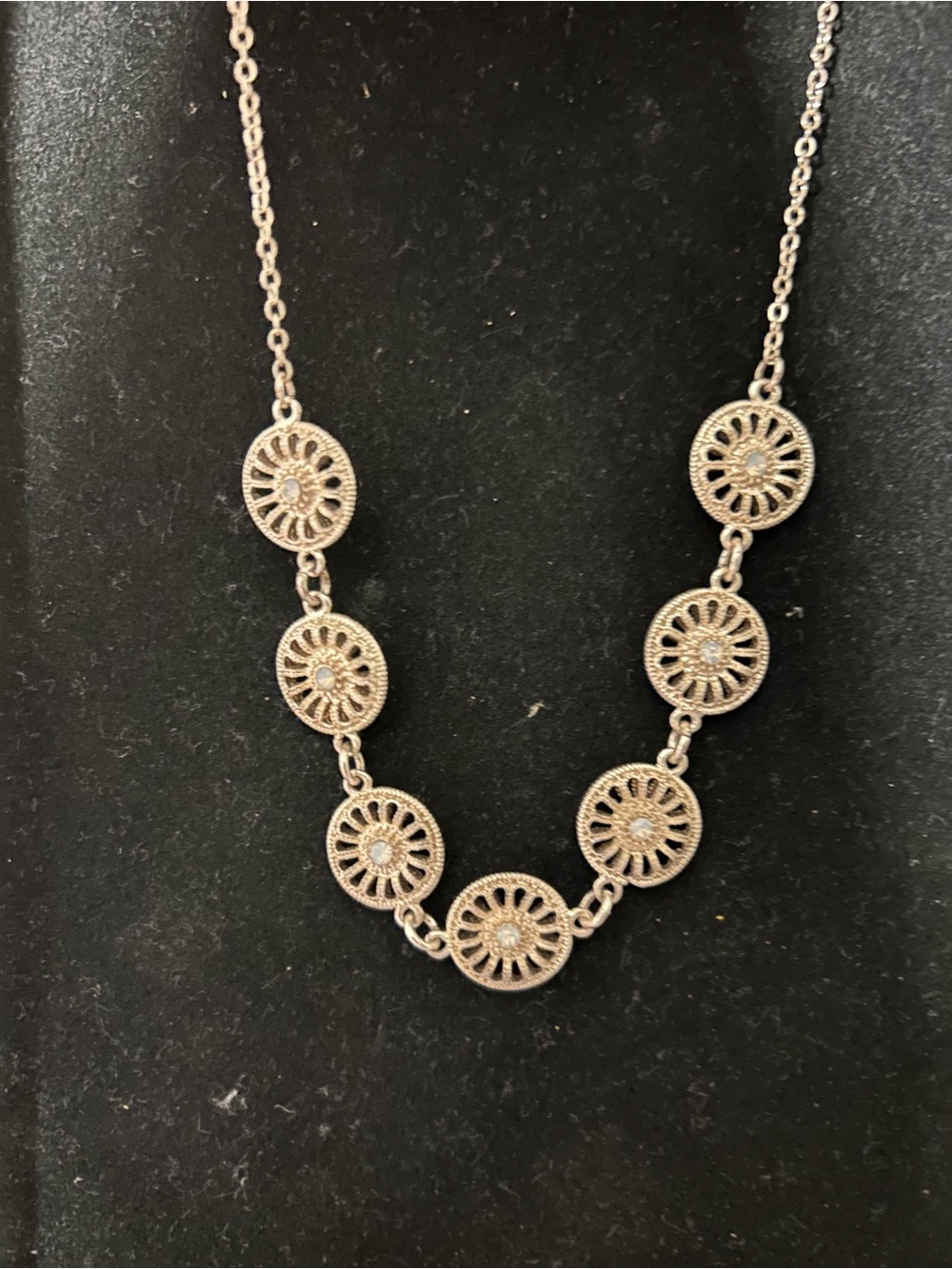 Delicate Silver and Gold-Tone Floral Medallion Necklace